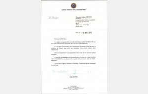 FELICITATIONS DU PRESIDENT CU C. GENERAL DES AM