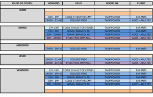 PLANNING DES COURS 2015 / 2016