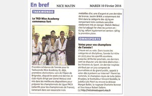 NICE MATIN DU 10 Fév. 2016