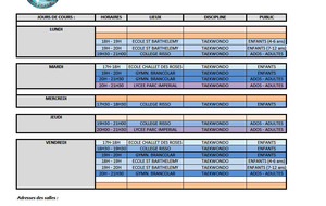 PLANNING DES COURS 2016 / 2017